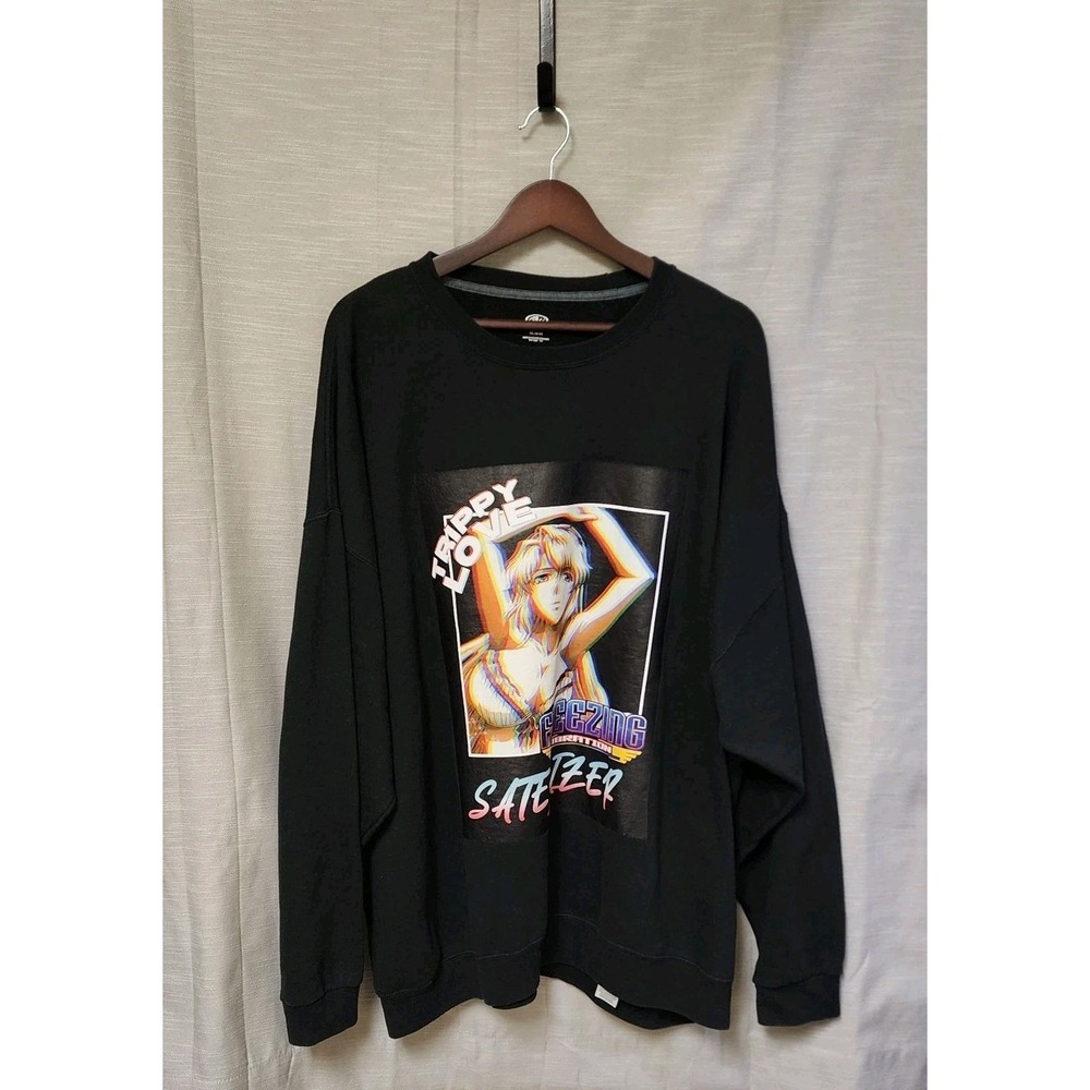 Women Freezing Vibration Satellizer Tripple Love Black Graphic Sweatshirt 4XL